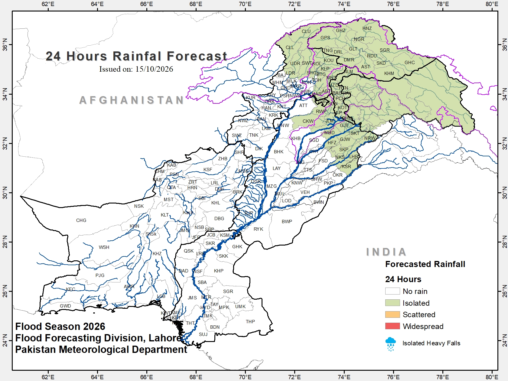 Rainfall forecast — next 24 hours